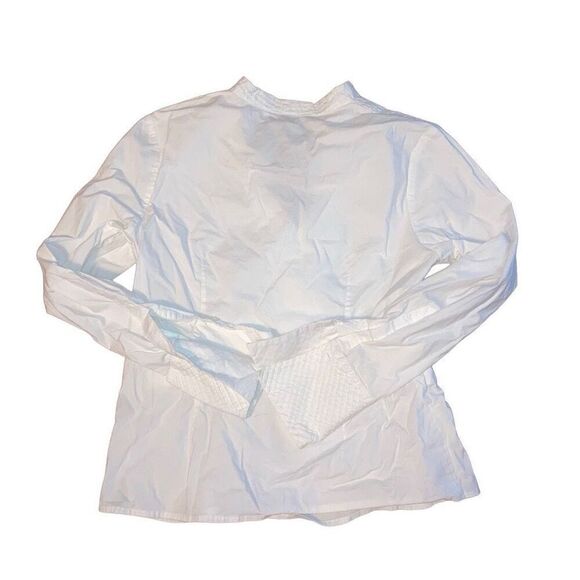 Ravel Size Medium Shirred White V Neck Side Zip Long Sleeve Dress Shirt Blouse - Picture 2 of 3